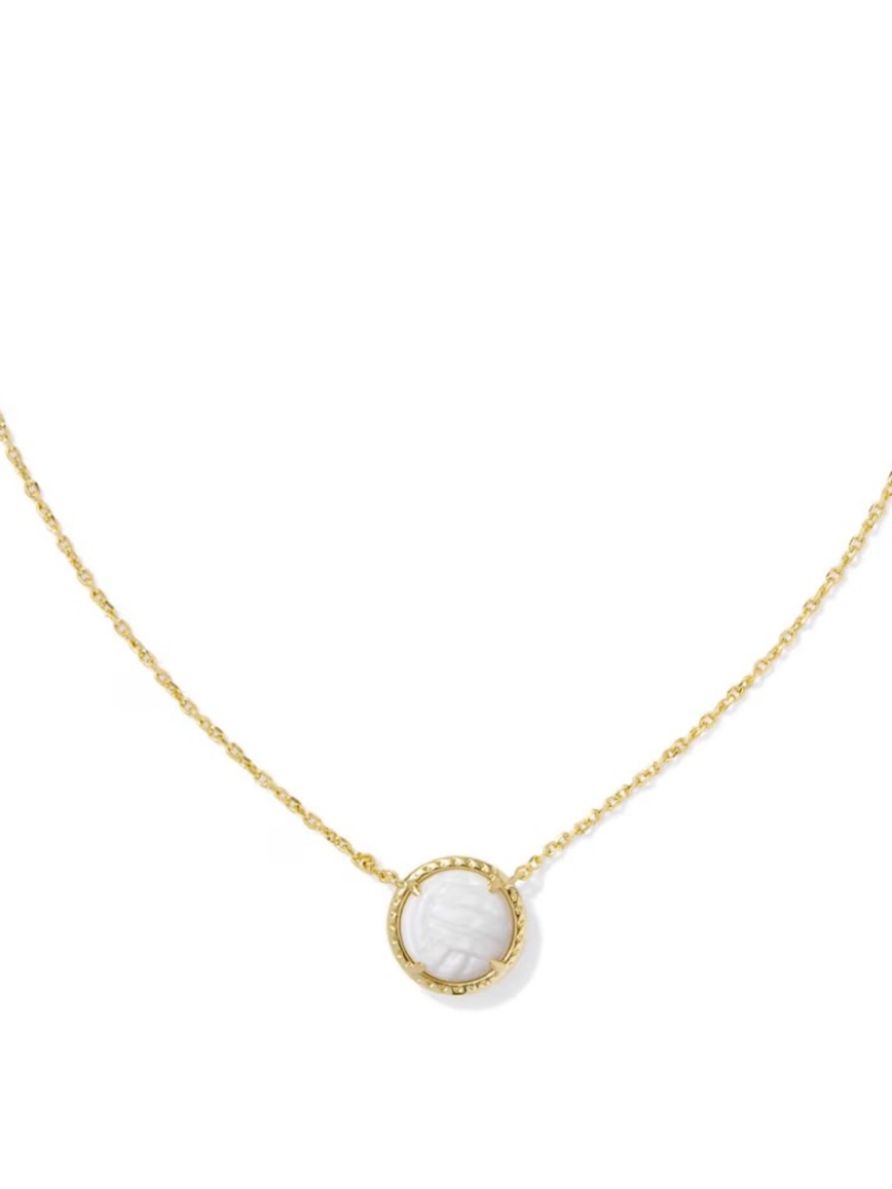 Kendra Scott Volleyball Gold Short Pendant Necklace in White Mother-of-Pearl NWT